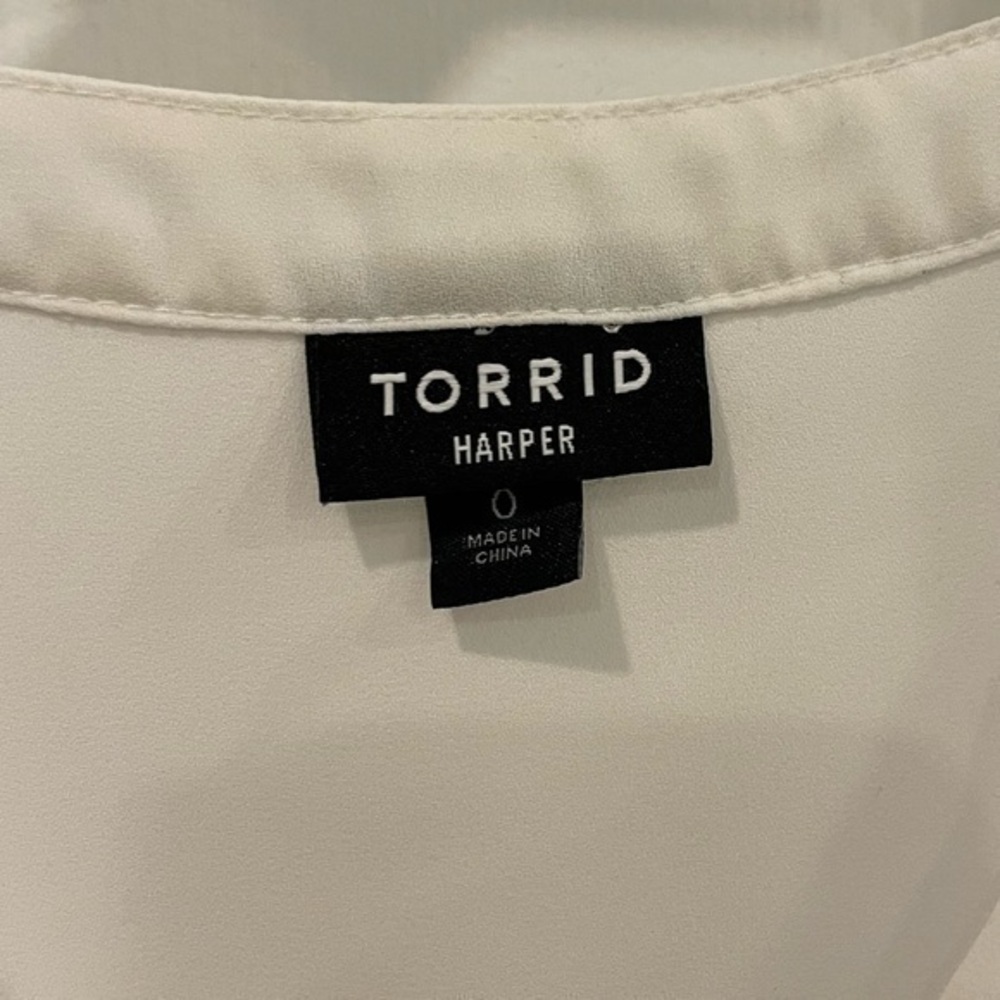 Torrid | Semi Sheer White Chiffon Blouse - Picture 12 of 15